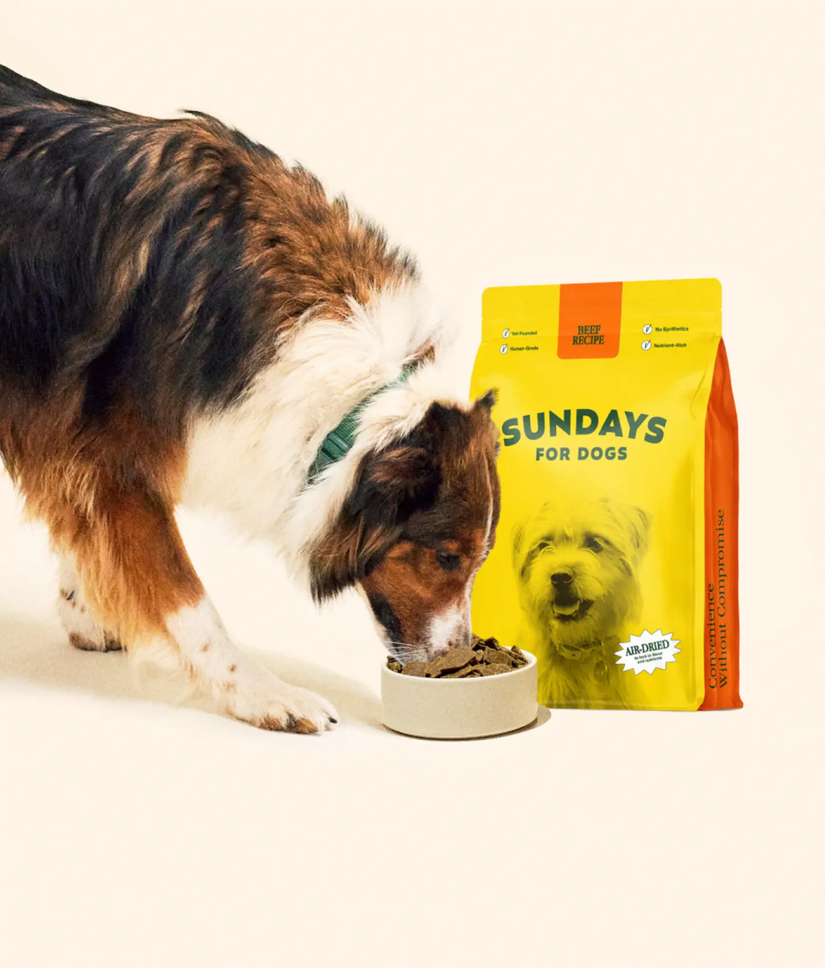 Comparison image of Sundays air-dried dog food